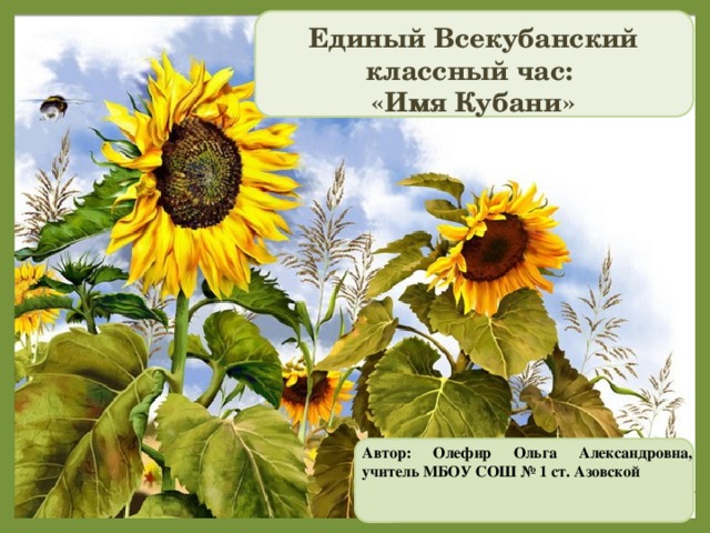 Единый Всекубанский классный час:  «Имя Кубани» Автор: Олефир Ольга Александровна, учитель МБОУ СОШ № 1 ст. Азовской 