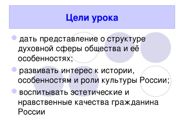 Цели урока 
