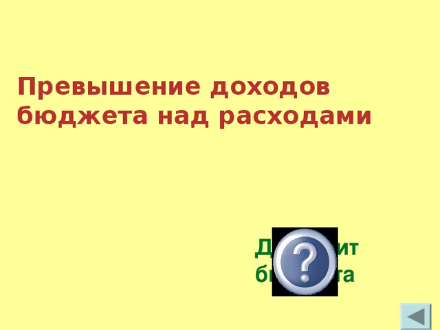 Превышение доходов бюджета над расходами  Дефицит бюджета  