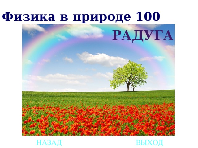 Физика в природе 100 РАДУГА НАЗАД ВЫХОД 