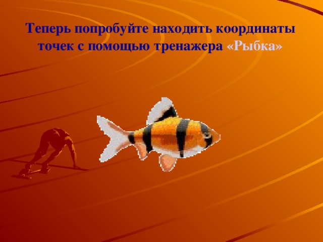 Теперь попробуйте находить координаты точек с помощью тренажера «Рыбка» 