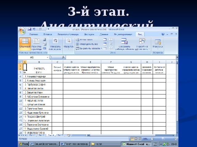 3-й этап. Аналитический  