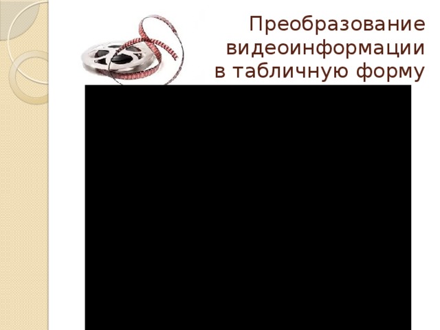 Преобразование видеоинформации  в табличную форму