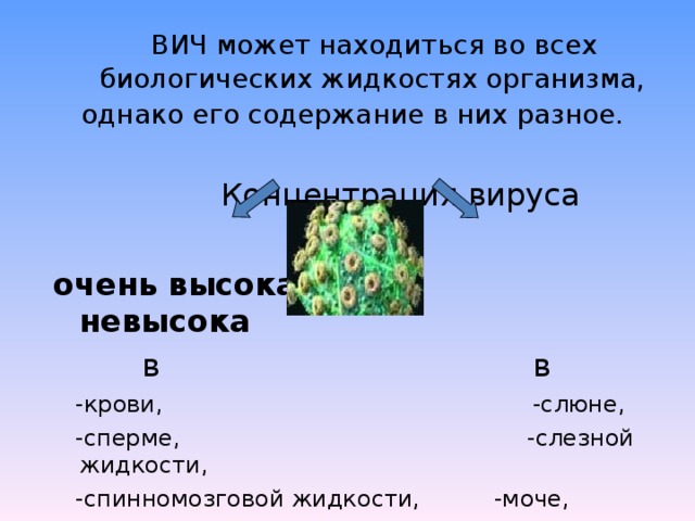 Вич концентрация. Биологические жидкости ВИЧ. Содержание ВИЧ В биологических жидкостях. Наибольшая концентрация вирусов иммунодефицита человека. Концентрация вируса ВИЧ В биологических жидкостях.