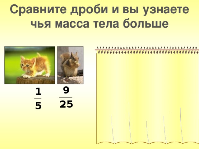 Сравните дроби и вы узнаете чья масса тела больше