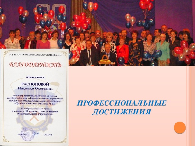 Профессиональные  достижения 