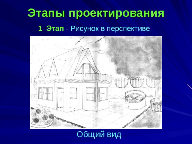 Этапы проектирования  1 Этап  - Рисунок в перспективе Общий вид 
