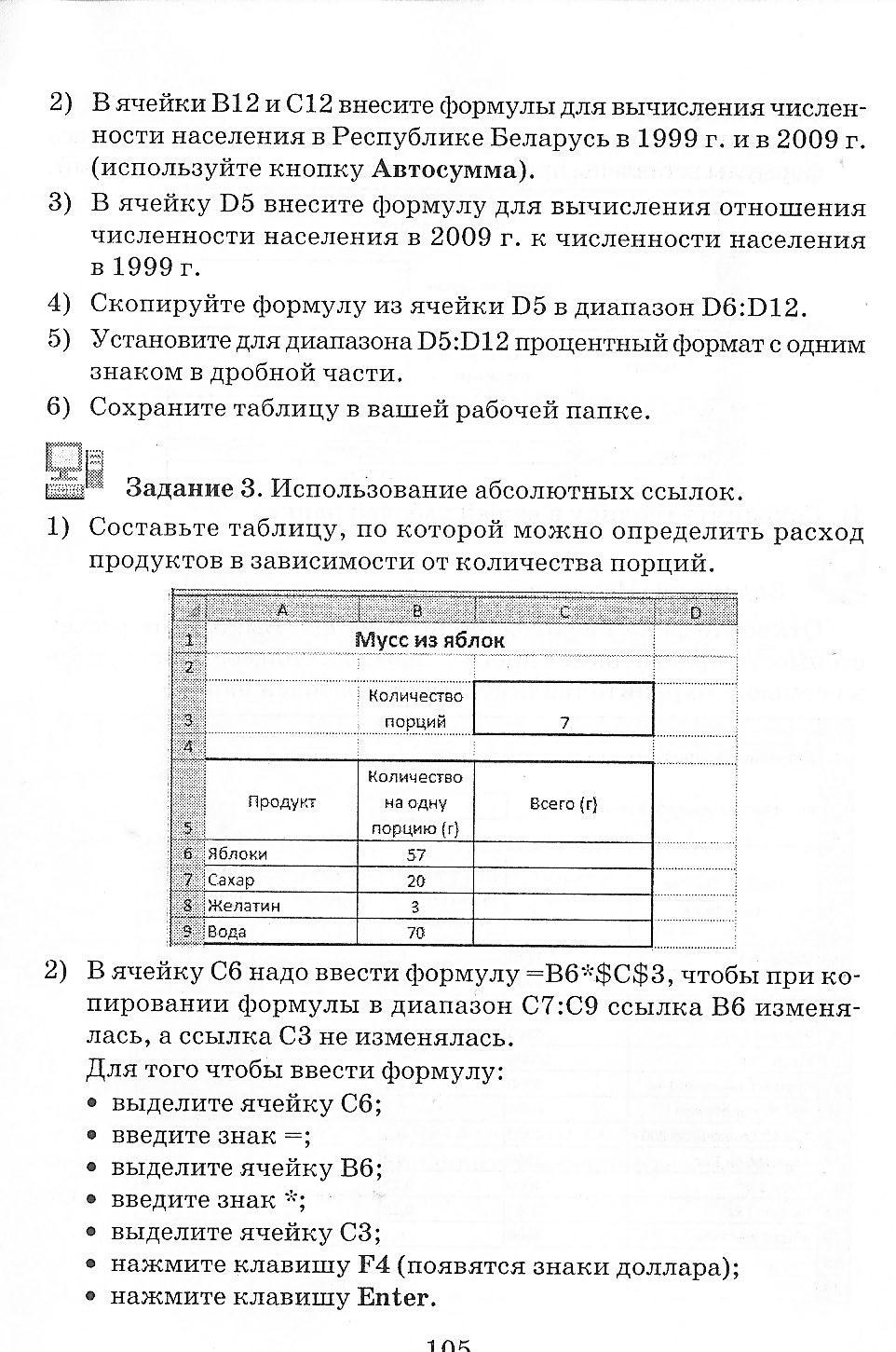 Относительные и абсолютные ссылки. Использование функций.