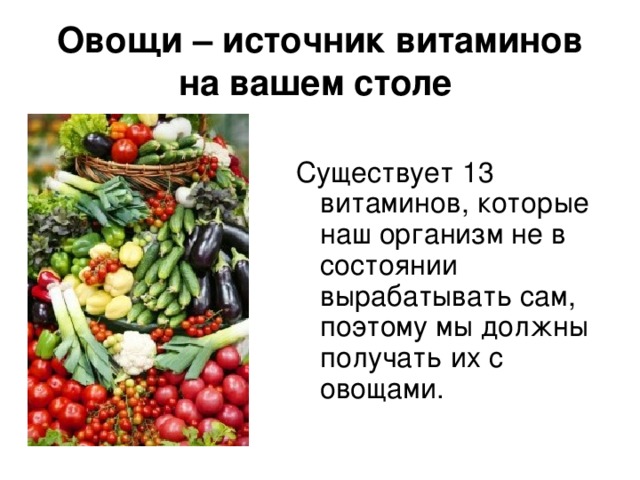 Овощи – источник витаминов на вашем столе  