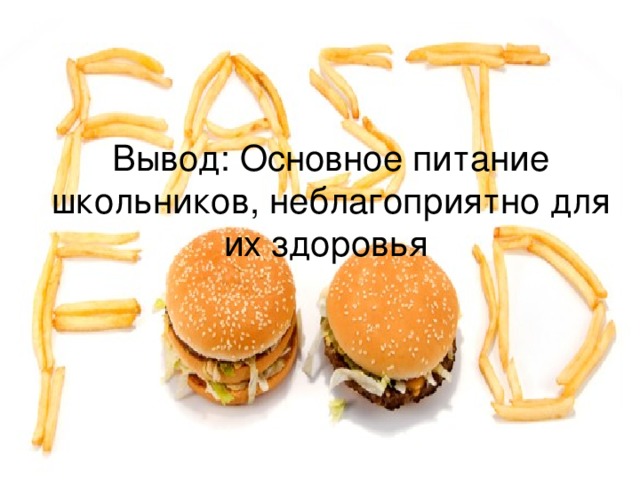 Вывод: Основное питание школьников, неблагоприятно для их здоровья 