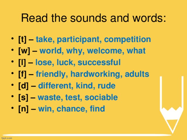 Read the sounds and words: