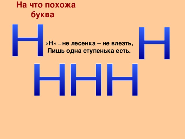 Лестница букв и звуков. На что похожа буква н. На что похожа буква н в картинках. Буква н похожа на лесенку. Буква н презентация.