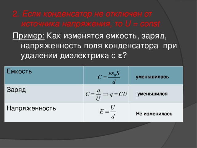 В таблице показано как изменялся заряд конденсатора