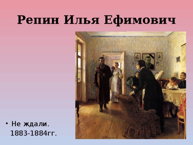 Репин Илья Ефимович Не ждали.  1883-1884гг.