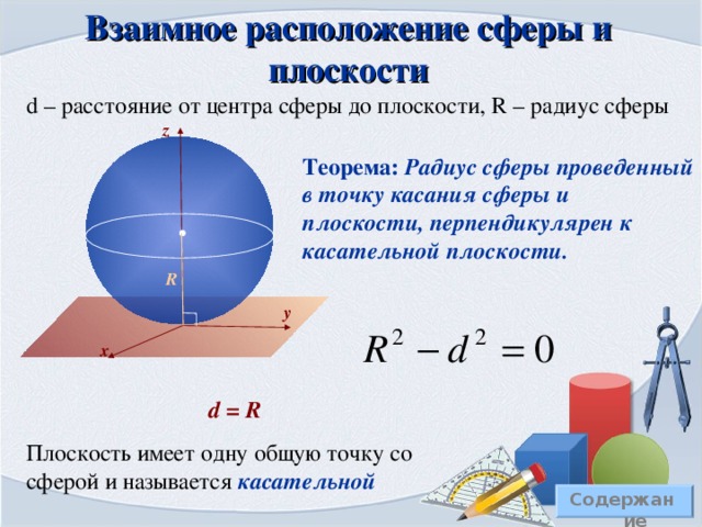 Решение устных задач с конусом  Содержание 1)Во сколько раз увеличится боковая поверхность конуса, если его образующая увеличится вдвое, а радиус основания одновременно увеличится в 3 раза?  2l l Ответ: площадь боковой поверхности увеличится в 6 раз.  R 3R  Sбок =   3R2l = 6  Rl Sбок =  Rl 2) Вычислите площадь боковой и полной поверхностей конуса, длина образующей которого равна 10 см, а радиус основания 3 см. Sосн =  R 2 =   · 3 2 = 9  (см 2 )  Sбок =   3·10 = 30  (см 2 ) 10 Sполн = 39  (см 2 ) Ответ: 30  см 2 , 39  см 2  3 