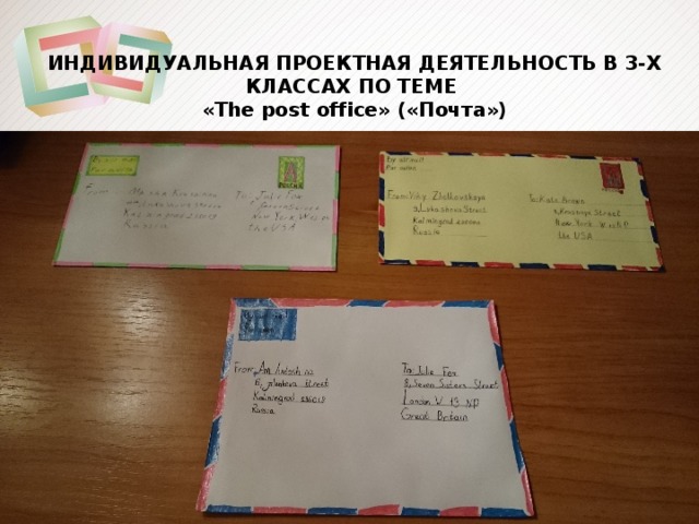 ИНДИВИДУАЛЬНАЯ ПРОЕКТНАЯ ДЕЯТЕЛЬНОСТЬ В 3-Х КЛАССАХ ПО ТЕМЕ «The post office» («Почта») 
