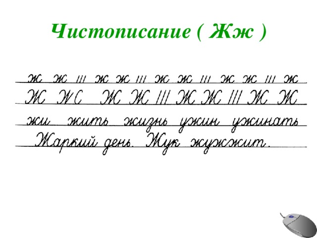 Чистописание ( Жж ) 
