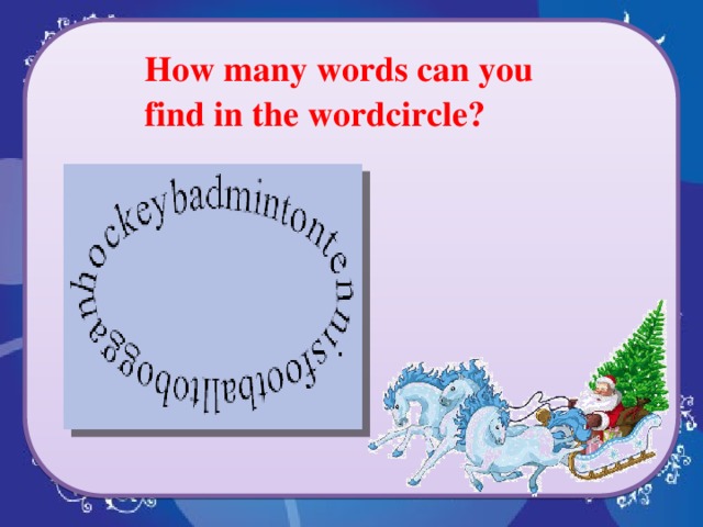 How many words can you find in the wordcircle?