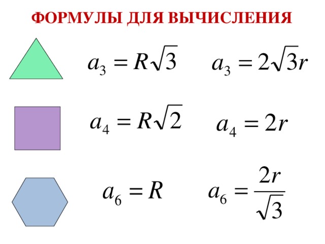 ФОРМУЛЫ ДЛЯ ВЫЧИСЛЕНИЯ 