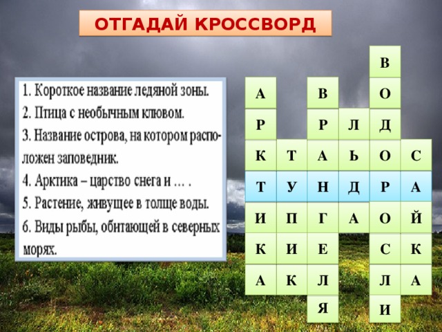 ОТГАДАЙ КРОССВОРД 5 В 3 1 О А В     Р Д Л Р 4  С К 2 О    Т А Ь 6 А У Д Н     Т   Р П И  Г А      Й О С Е И К К         А К Л  Л А  Я   И 