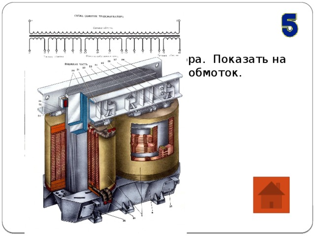 Вопрос 2 Обмотки трансформатора. Показать на рисунке расположение обмоток. 