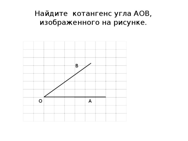 Найдите котангенс угла АОВ, изображенного на рисунке. В О А 