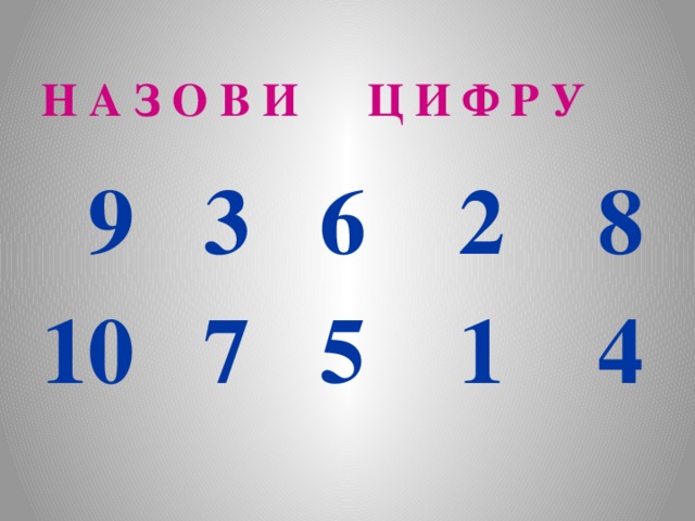 Н А З О В И Ц И Ф Р У  9 3 6 2 8 10 7 5 1 4