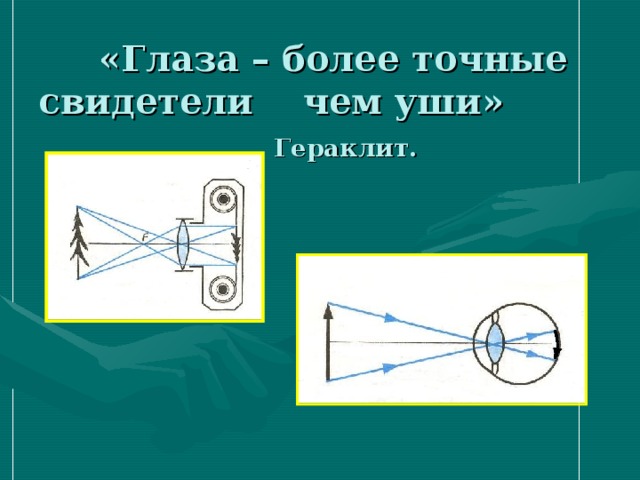 «Глаза – более точные свидетели чем уши» Гераклит. 