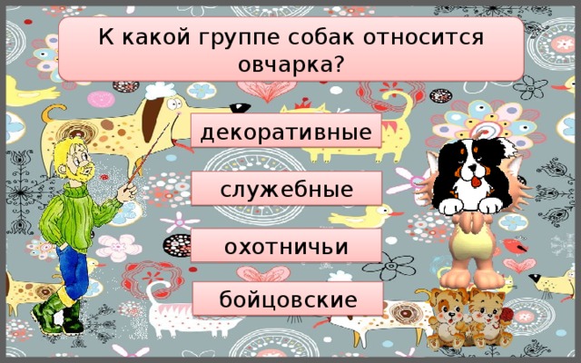 К какой группе собак относится овчарка? декоративные служебные охотничьи бойцовские 