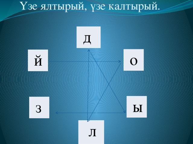 Үзе ялтырый, үзе калтырый.  д  о  й  ы  з  л 