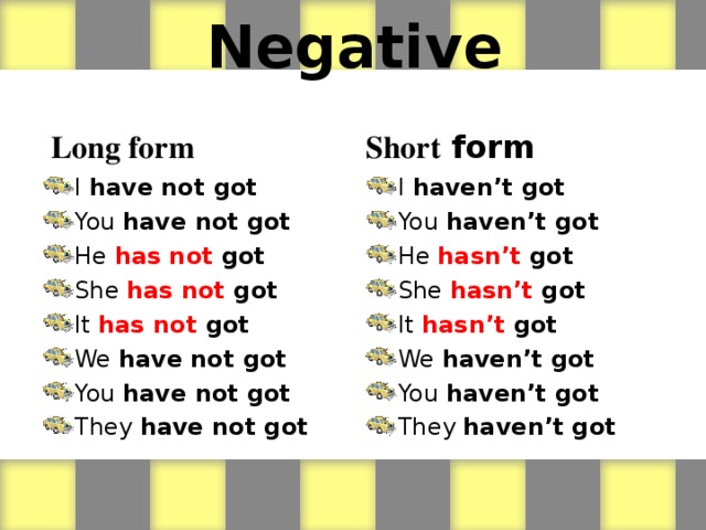 Negative    Long form Short form