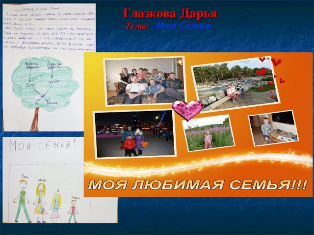 Глазкова Дарья Тема: « Моя Семья »     