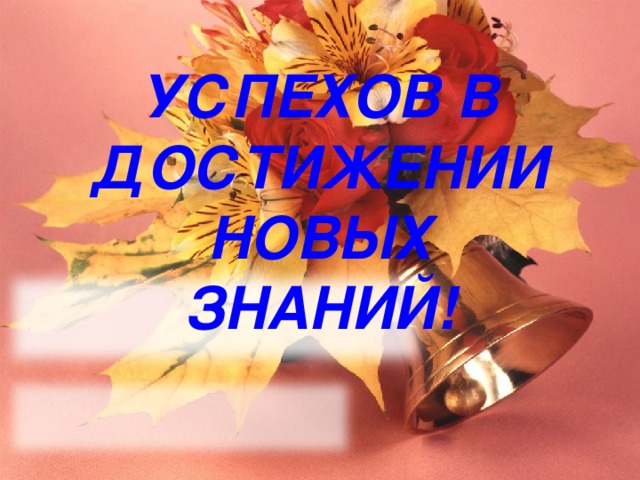 УСПЕХОВ В  ДОСТИЖЕНИИ  НОВЫХ  ЗНАНИЙ!   