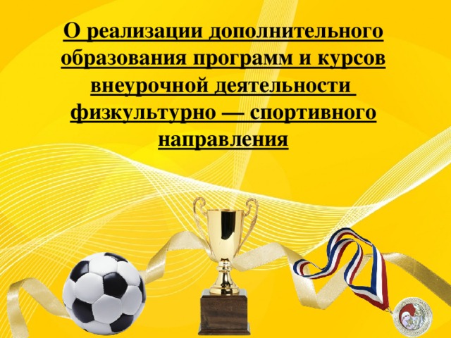О реализации дополнительного образования программ и курсов внеурочной деятельности физкультурно — спортивного направления 