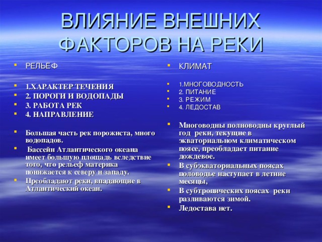 РЕЛЬЕФ 1… 2… 3… 4… КЛИМАТ 1… 2… 3… 4…