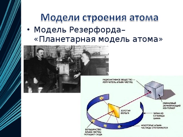 Модель Резерфорда– «Планетарная модель атома»