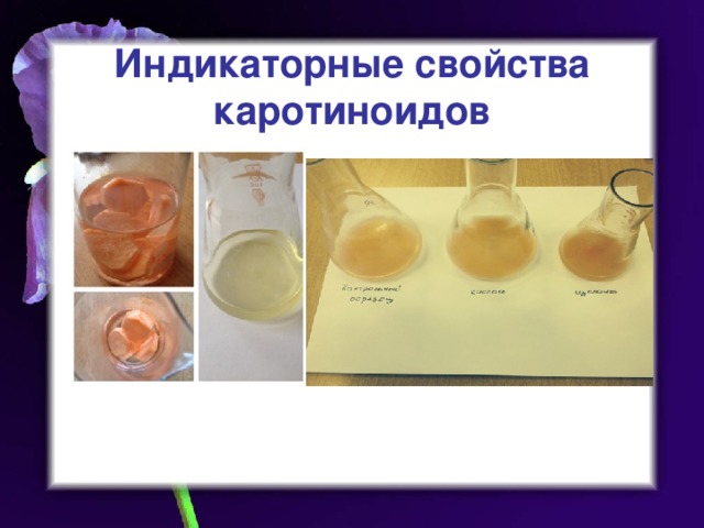 Индикаторные свойства каротиноидов 