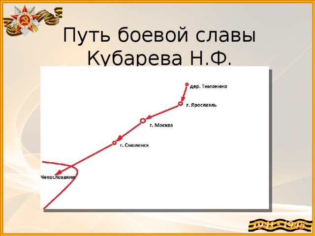 Путь боевой славы Кубарева Н.Ф. 