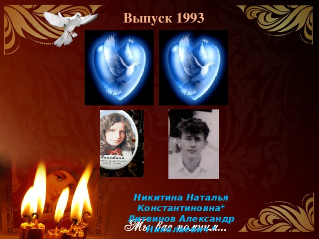 Выпуск 1993 Никитина Наталья Константиновна* Литвинов Александр Николаевич * 