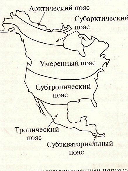 Климатические пояса северной америки контурная карта