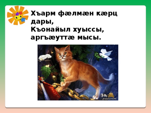 Хъарм фæлмæн кæрц дары, Къонайыл хуыссы, аргъæуттæ мысы. 
