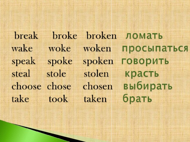 Неправильные глаголы презентация 4 класс
