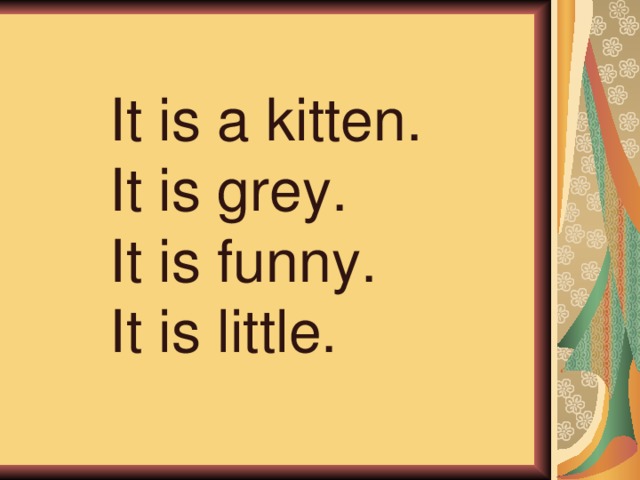 It is a kitten. It is grey. It is funny. It is little. 