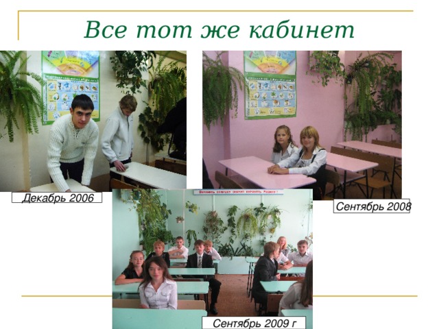 Все тот же кабинет Декабрь 2006  Сентябрь 2008 Сентябрь 2009 г 