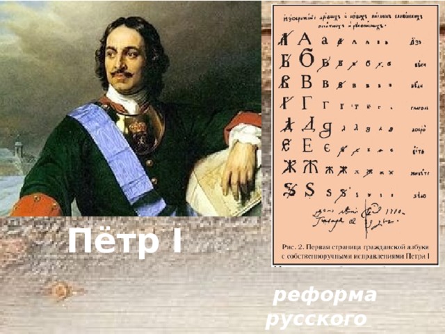  реформа русского алфавита 1708 г. Пётр I 