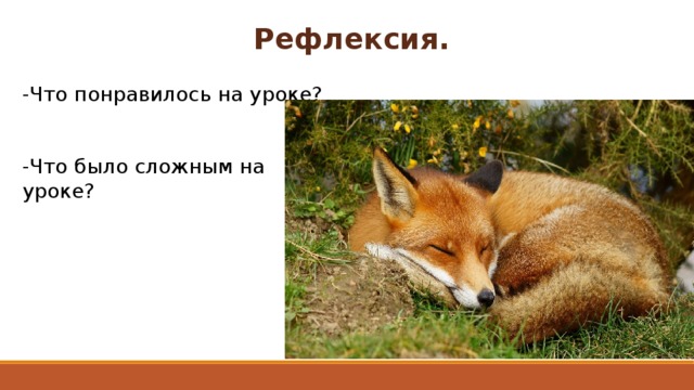 Рефлексия. -Что понравилось на уроке? -Что было сложным на уроке? 