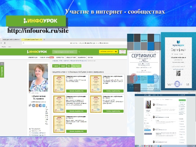 Участие в интернет - сообществах  http://infourok.ru/site     