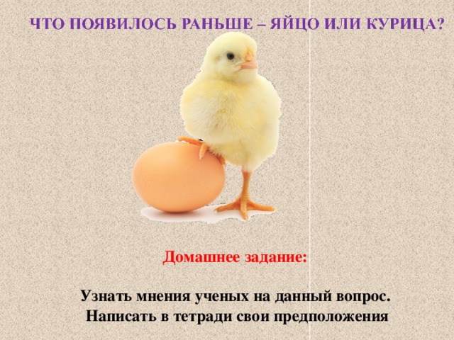 Домашнее задание:  Узнать мнения ученых на данный вопрос. Написать в тетради свои предположения 