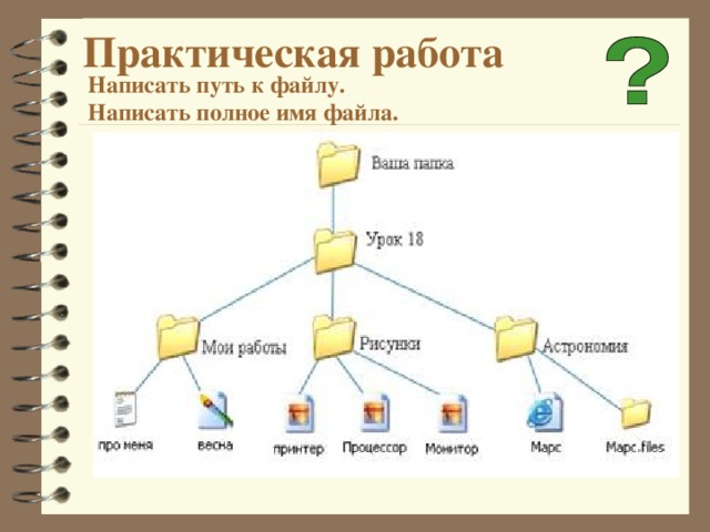 Практическая работа Написать путь к файлу.  Написать полное имя файла. 