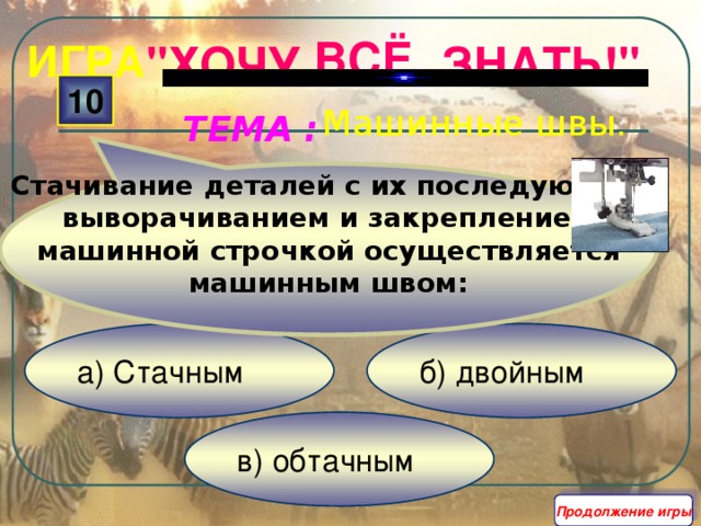 Стачивание деталей с их последующим выворачиванием и закреплением машинной строчкой осуществляется машинным швом: ВСЁ ИГРА 